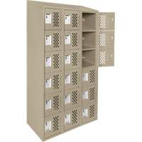 Assembled Lockerettes Clean Line Perforated Economy Lockers, 6 -tier, Bank of 3, 18" x 72" x 12", Steel Distribution Élite MP