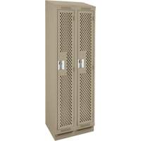 Clean Line Lockers, Bank of 2, 24" x 18" x 82", Steel, Beige, Rivet (Assembled), Perforated Distribution Élite MP
