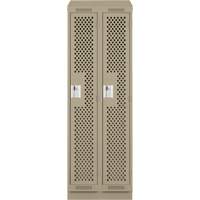 Clean Line Lockers, Bank of 2, 24" x 18" x 82", Steel, Beige, Rivet (Assembled), Perforated Distribution Élite MP
