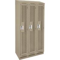 Clean Line Lockers, Bank of 3, 36" x 18" x 82", Steel, Beige, Rivet (Assembled), Perforated Distribution Élite MP