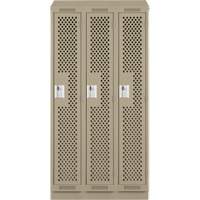 Clean Line Lockers, Bank of 3, 36" x 18" x 82", Steel, Beige, Rivet (Assembled), Perforated Distribution Élite MP