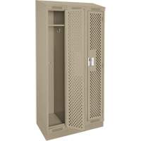 Clean Line Lockers, Bank of 3, 36" x 18" x 82", Steel, Beige, Rivet (Assembled), Perforated Distribution Élite MP