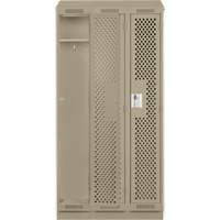 Clean Line Lockers, Bank of 3, 36" x 18" x 82", Steel, Beige, Rivet (Assembled), Perforated Distribution Élite MP