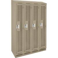 Clean Line Lockers, Bank of 4, 48" x 18" x 82", Steel, Beige, Rivet (Assembled), Perforated Distribution Élite MP