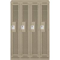 Clean Line Lockers, Bank of 4, 48" x 18" x 82", Steel, Beige, Rivet (Assembled), Perforated Distribution Élite MP