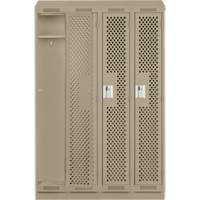 Clean Line Lockers, Bank of 4, 48" x 18" x 82", Steel, Beige, Rivet (Assembled), Perforated Distribution Élite MP