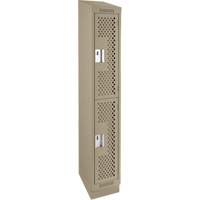 Clean Line Lockers, 2 -tier, 12" x 15" x 82", Steel, Beige, Rivet (Assembled), Perforated Distribution Élite MP
