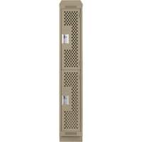 Clean Line Lockers, 2 -tier, 12" x 15" x 82", Steel, Beige, Rivet (Assembled), Perforated Distribution Élite MP