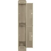 Clean Line Lockers, 2 -tier, 12" x 15" x 82", Steel, Beige, Rivet (Assembled), Perforated Distribution Élite MP