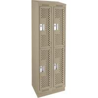 Clean Line Lockers, 2 -tier, Bank of 2, 24" x 15" x 82", Steel, Beige, Rivet (Assembled), Perforated Distribution Élite MP