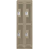 Clean Line Lockers, 2 -tier, Bank of 2, 24" x 15" x 82", Steel, Beige, Rivet (Assembled), Perforated Distribution Élite MP