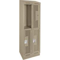 Clean Line Lockers, 2 -tier, Bank of 2, 24" x 15" x 82", Steel, Beige, Rivet (Assembled), Perforated Distribution Élite MP