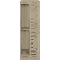 Clean Line Lockers, 2 -tier, Bank of 2, 24" x 15" x 82", Steel, Beige, Rivet (Assembled), Perforated Distribution Élite MP