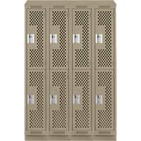 Clean Line Lockers, 2 -tier, Bank of 4, 48" x 15" x 82", Steel, Beige, Rivet (Assembled), Perforated Distribution Élite MP