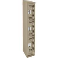 Clean Line Lockers, 3 -tier, 12" x 18" x 82", Steel, Beige, Rivet (Assembled), Perforated Distribution Élite MP