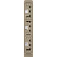Clean Line Lockers, 3 -tier, 12" x 18" x 82", Steel, Beige, Rivet (Assembled), Perforated Distribution Élite MP