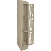 Clean Line Lockers, 3 -tier, 12" x 18" x 82", Steel, Beige, Rivet (Assembled), Perforated Distribution Élite MP