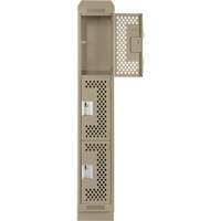 Clean Line Lockers, 3 -tier, 12" x 18" x 82", Steel, Beige, Rivet (Assembled), Perforated Distribution Élite MP