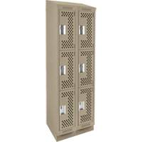 Casiers Clean Line, 3 niveaux, Bloc de 2, 24" x 18" x 82", Acier, Beige, Rivet (assembl&eacute;), Perfor&eacute; Distribution Élite MP