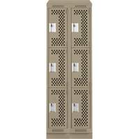 Casiers Clean Line, 3 niveaux, Bloc de 2, 24" x 18" x 82", Acier, Beige, Rivet (assembl&eacute;), Perfor&eacute; Distribution Élite MP