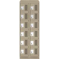 Assembled Lockerettes Clean Line Perforated Economy Lockers, 6 -tier, Bank of 2, 18" x 72" x 12", Steel Distribution Élite MP