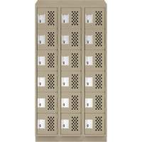 Assembled Lockerettes Clean Line Perforated Economy Lockers, 6 -tier, Bank of 3, 18" x 72" x 12", Steel Distribution Élite MP