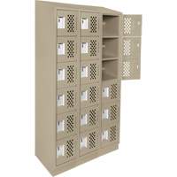 Assembled Lockerettes Clean Line Perforated Economy Lockers, 6 -tier, Bank of 3, 18" x 72" x 12", Steel Distribution Élite MP