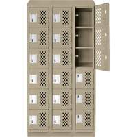 Assembled Lockerettes Clean Line Perforated Economy Lockers, 6 -tier, Bank of 3, 18" x 72" x 12", Steel Distribution Élite MP