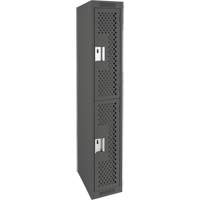 Clean Line Lockers, 2 -tier, 12" x 15" x 72", Steel, Charcoal, Rivet (Assembled), Perforated Distribution Élite MP