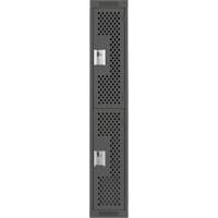 Clean Line Lockers, 2 -tier, 12" x 15" x 72", Steel, Charcoal, Rivet (Assembled), Perforated Distribution Élite MP