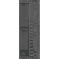 Clean Line Lockers, 2 -tier, Bank of 2, 24" x 15" x 72", Steel, Charcoal, Rivet (Assembled), Perforated Distribution Élite MP