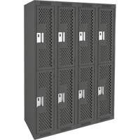Clean Line Lockers, 2 -tier, Bank of 4, 48" x 15" x 72", Steel, Charcoal, Rivet (Assembled), Perforated Distribution Élite MP