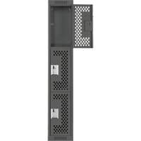 Clean Line Lockers, 3 -tier, 12" x 12" x 72", Steel, Charcoal, Rivet (Assembled), Perforated Distribution Élite MP