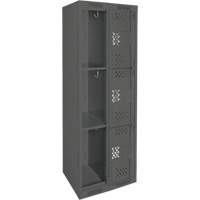 Clean Line Lockers, 3 -tier, Bank of 2, 24" x 12" x 72", Steel, Charcoal, Rivet (Assembled), Perforated Distribution Élite MP