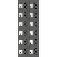 Clean-Line Perforated Lockerette, 6 -tier, Bank of 2, 15" x 72" x 12", Steel Distribution Élite MP
