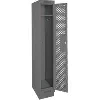 Clean Line Lockers, 12" x 12" x 76", Steel, Charcoal, Rivet (Assembled), Perforated Distribution Élite MP