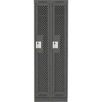 Clean Line Lockers, Bank of 2, 24" x 12" x 76", Steel, Charcoal, Rivet (Assembled), Perforated Distribution Élite MP