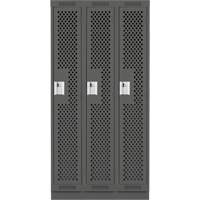 Clean Line Lockers, Bank of 3, 36" x 12" x 76", Steel, Charcoal, Rivet (Assembled), Perforated Distribution Élite MP