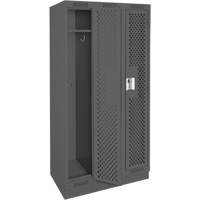 Clean Line Lockers, Bank of 3, 36" x 12" x 76", Steel, Charcoal, Rivet (Assembled), Perforated Distribution Élite MP
