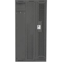 Clean Line Lockers, Bank of 3, 36" x 12" x 76", Steel, Charcoal, Rivet (Assembled), Perforated Distribution Élite MP