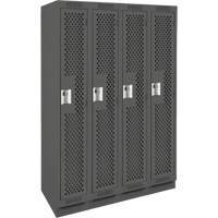 Clean Line Lockers, Bank of 4, 48" x 12" x 76", Steel, Charcoal, Rivet (Assembled), Perforated Distribution Élite MP