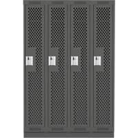 Clean Line Lockers, Bank of 4, 48" x 12" x 76", Steel, Charcoal, Rivet (Assembled), Perforated Distribution Élite MP
