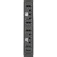 Clean Line Lockers, 2 -tier, 12" x 15" x 76", Steel, Charcoal, Rivet (Assembled), Perforated Distribution Élite MP