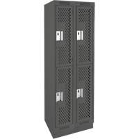 Clean Line Lockers, 2 -tier, Bank of 2, 24" x 15" x 76", Steel, Charcoal, Rivet (Assembled), Perforated Distribution Élite MP