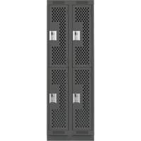 Clean Line Lockers, 2 -tier, Bank of 2, 24" x 15" x 76", Steel, Charcoal, Rivet (Assembled), Perforated Distribution Élite MP