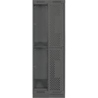 Clean Line Lockers, 2 -tier, Bank of 2, 24" x 15" x 76", Steel, Charcoal, Rivet (Assembled), Perforated Distribution Élite MP