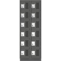 Assembled Lockerettes Clean Line Perforated Economy Lockers, 6 -tier, Bank of 2, 18" x 72" x 12", Steel Distribution Élite MP