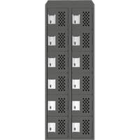 Assembled Lockerettes Clean Line Perforated Economy Lockers, 6 -tier, Bank of 2, 18" x 72" x 12", Steel Distribution Élite MP