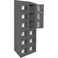 Assembled Lockerettes Clean Line Perforated Economy Lockers, 6 -tier, Bank of 2, 18" x 72" x 12", Steel Distribution Élite MP