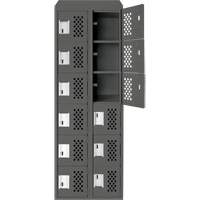 Assembled Lockerettes Clean Line Perforated Economy Lockers, 6 -tier, Bank of 2, 18" x 72" x 12", Steel Distribution Élite MP